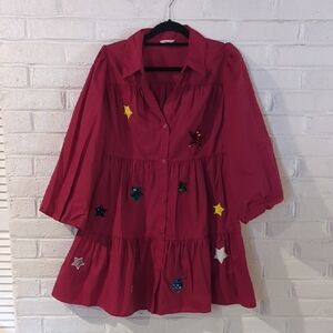 JODIFL Vibrant Pink Tier Dress